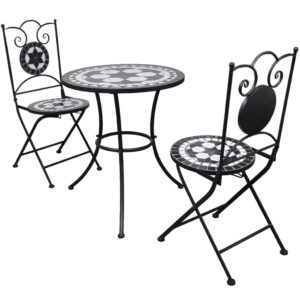 Bistro baldų kompl., 3d., juod. ir balt. sp., keramik. plyt., 271772