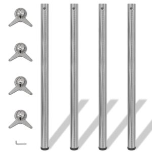 242138 4 Height Adjustable Table Legs Brushed Nickel 1100 mm, 242138