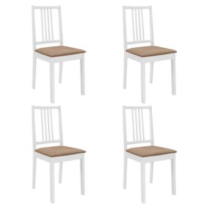 Valgomojo kėdės su pagalv., 4 vnt., balt. sp., medienos masyvas, 247635