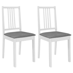 Valgomojo kėdės su pagalv., 2 vnt., balt. sp., medienos masyvas, 247636