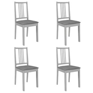 Valgomojo kėdės su pagalv., 4 vnt., pilk. sp., medienos masyvas, 247639