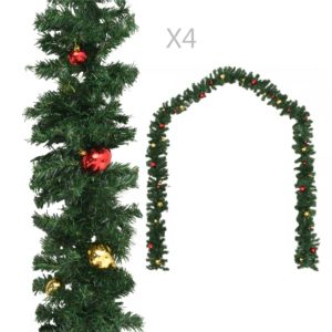 Kalėdinės girliandos su žaisl., 4 vnt. žalios sp., 270 cm, PVC, 284309