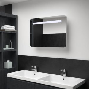 Veidrodinė vonios spintelė su LED apšvietimu, 80×9,5×55 cm, 285120
