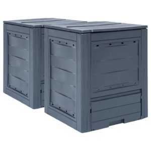 Sodo komposto dėžės, 2vnt., pilkos spalvos, 60x60x73cm, 520l, 278919