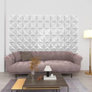 3D sienų plokštės, 48vnt., origami baltos, 50x50cm, 12m², 150914
